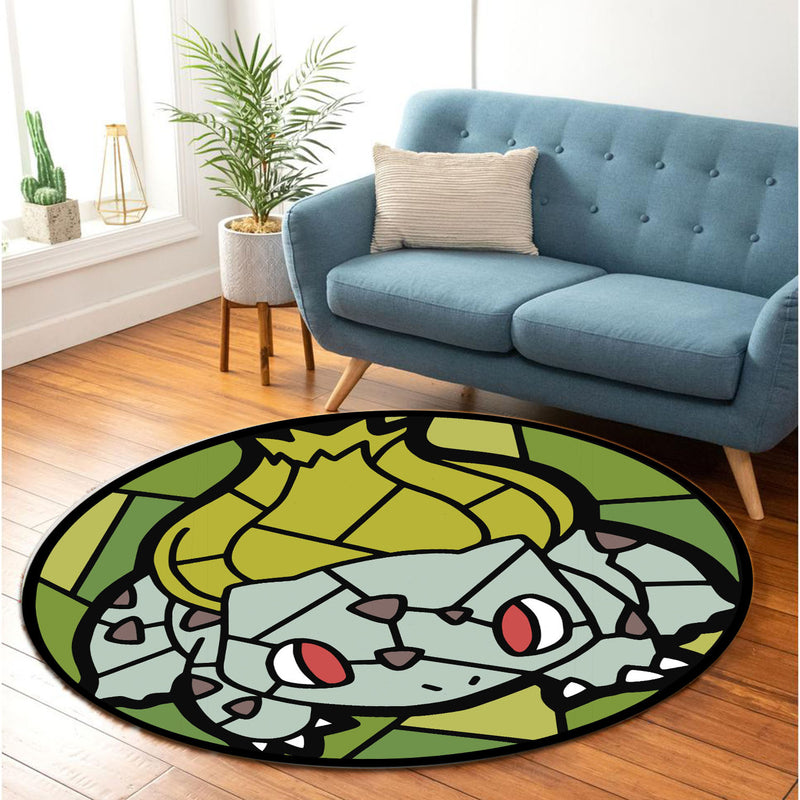 Bulbasaur Stained Glass Round Rug