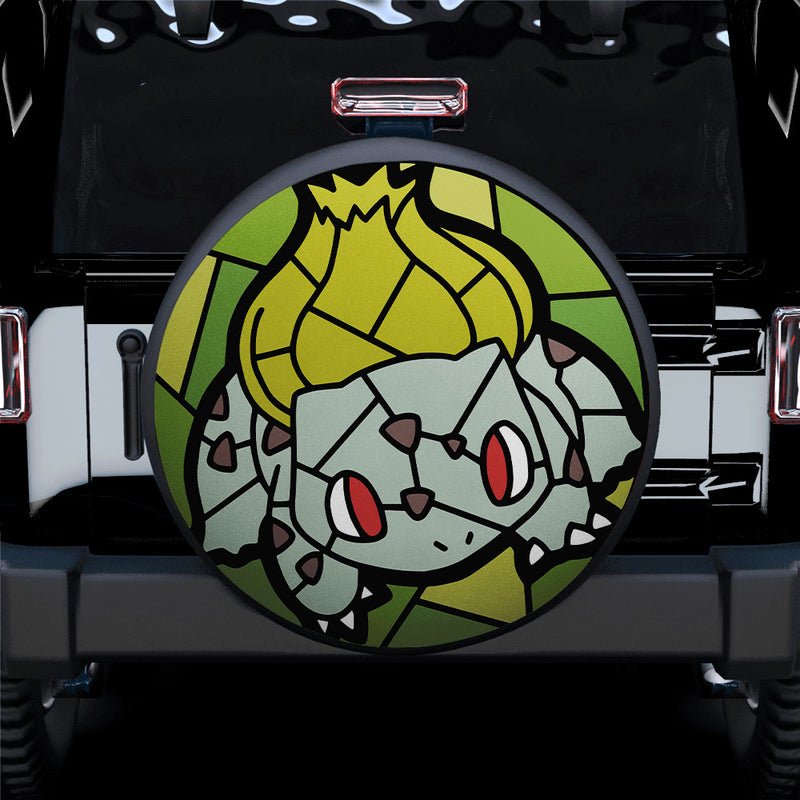 Bulbasaur Stained Glass Pokemon Car Spare Tire Covers Gift For Campers