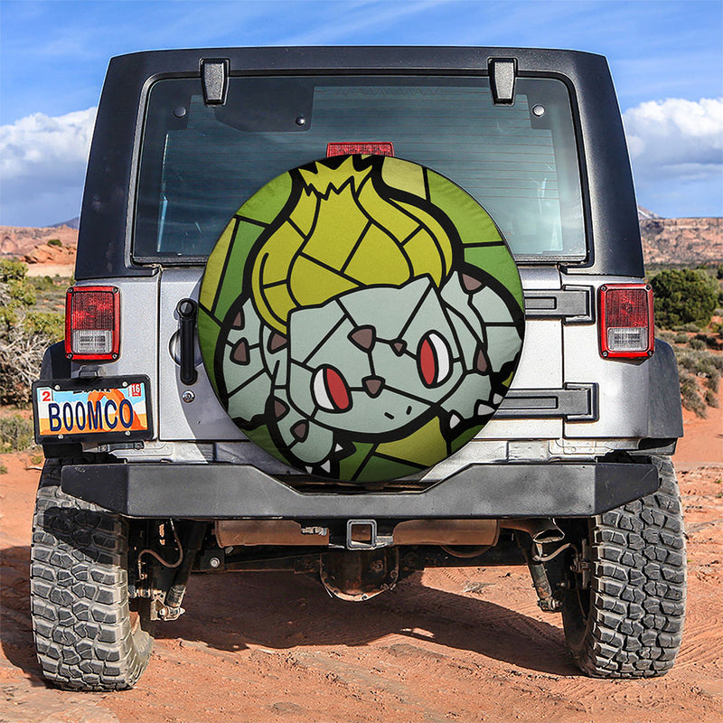 Bulbasaur Stained Glass Pokemon Car Spare Tire Covers Gift For Campers