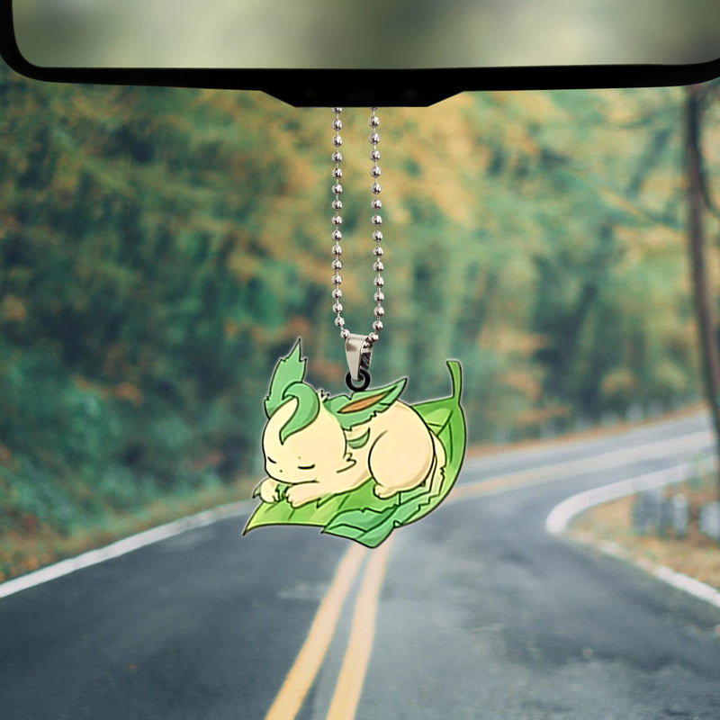 Pokemon Leafeon Sleep Eevee Evolution Car Ornament Custom Car Accessories Decorations