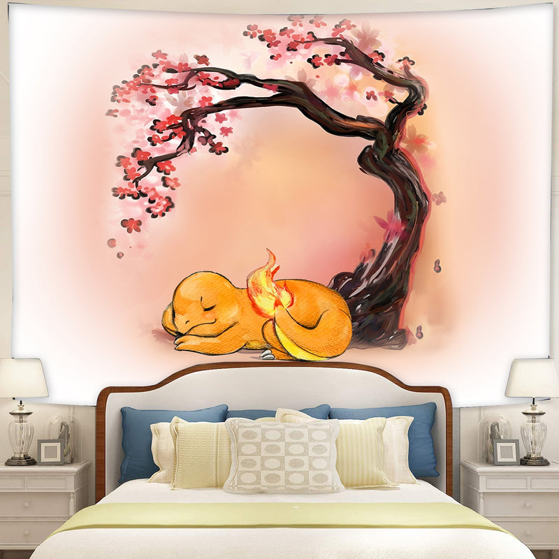 Pokemon Fire Charmander Blossom Tapestry Room Decor
