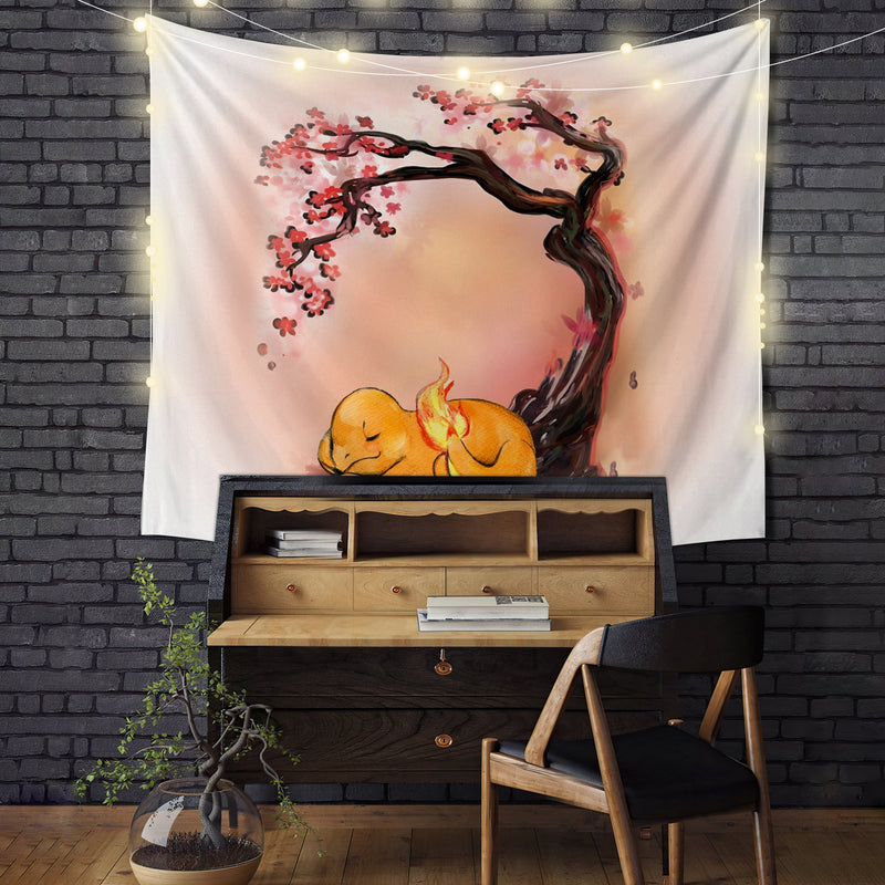 Fire Charmander Blossom Tapestry Room Decor
