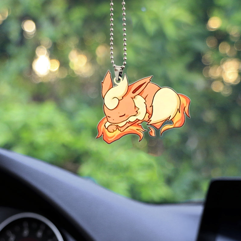 Pokemon Flareon Sleep Eevee Evolution Car Ornament Custom Car Accessories Decorations
