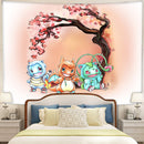 Gen 1 Bulbasaur Charmander Squirtle Japan Style Blossom Tapestry Room Decor