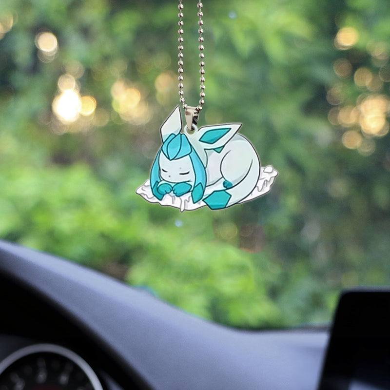 Pokemon Glaceon Sleep Eevee Evolution Car Ornament Custom Car Accessories Decorations