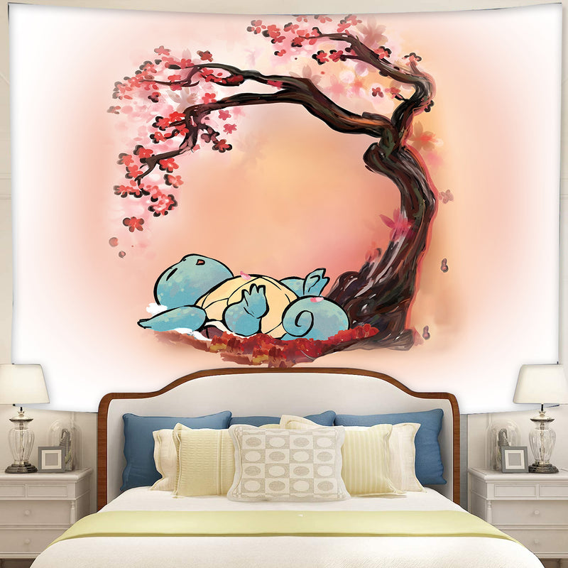 Pokemon Squirtle Japan Style Cherry Blossom Tapestry Room Decor
