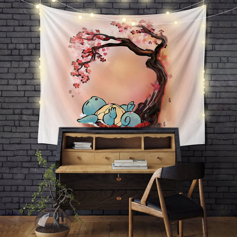 Pokemon Squirtle Japan Style Cherry Blossom Tapestry Room Decor