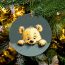 Pooh Peeking Wall Mica Circle Ornament