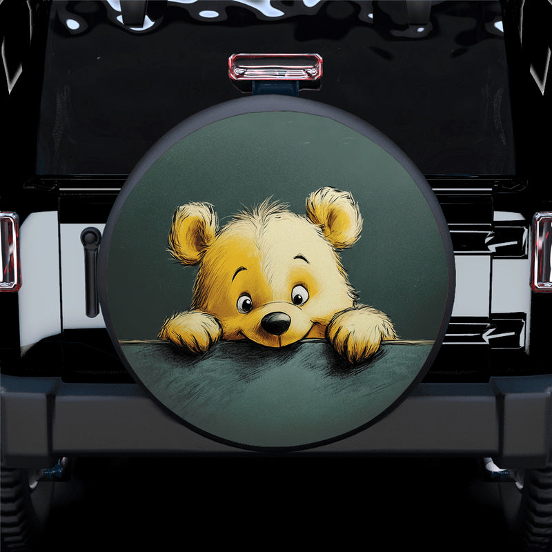 Pooh Peeking Wall Car Spare Tire Cover