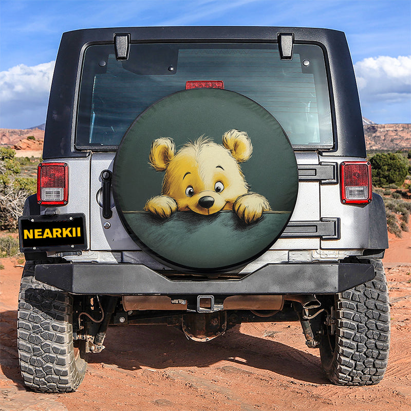 Pooh Peeking Wall Car Spare Tire Cover