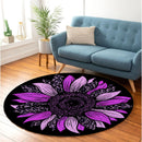 Purple 1 Cheetah Sunflower Round Rug