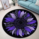 Purple Cheetah Sunflower Round Rug