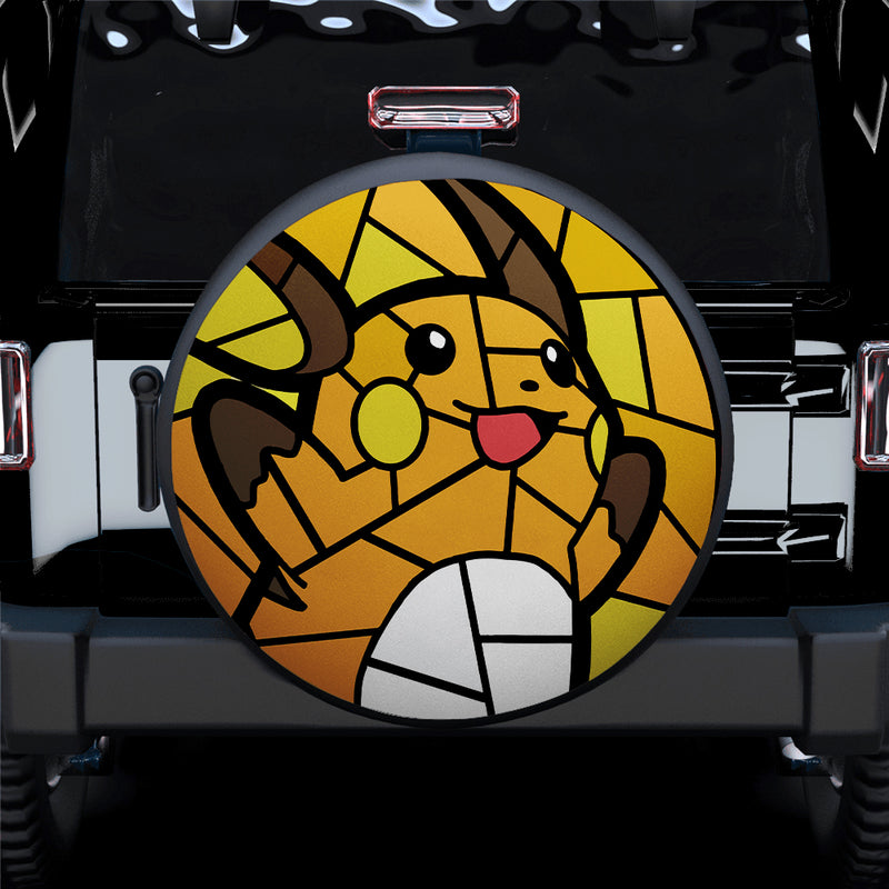 Raichu Stained Glass Pokemon Car Spare Tire Covers Gift For Campers