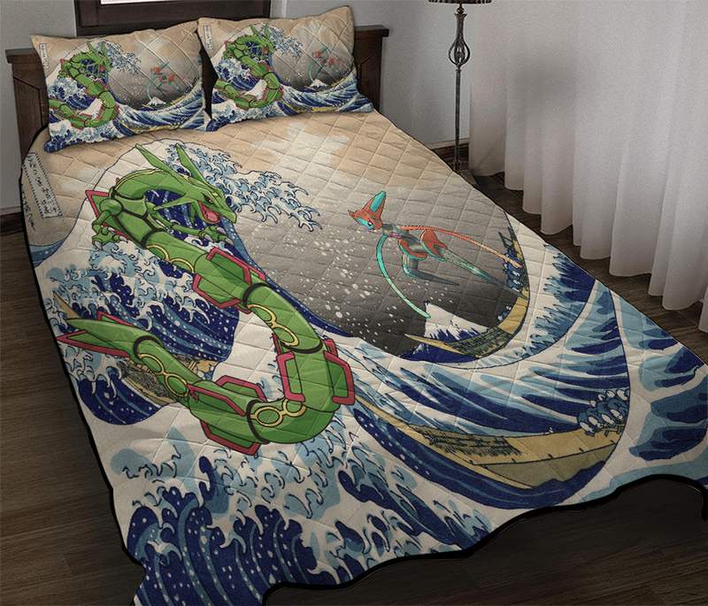 Rayquaza Vs Dyoxic Pokemon The Great Wave Quilt Bed Sets