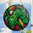 Rayquaza Round Stained Glass Window Hanging Panel Suncatcher