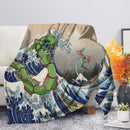 Rayquaza Vs Dyoxic The Great Wave Premium Blanket