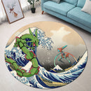Rayquaza vs Dyoxic The Great Wave Round Rug
