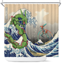 Rayquaza vs Dyoxic The Great Wave Shower Curtain