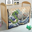 Rayquaza vs Dyoxic The Great Wave Quilt Blanket
