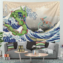 Rayquaza Vs Dyoxic The Great Wave Tapestry Room Decor