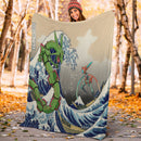 Rayquaza Vs Dyoxic The Great Wave Premium Blanket
