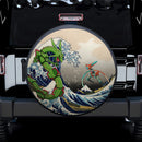 Rayquaza vs Dyoxic The Great Wave Jeep Car Spare Tire Cover