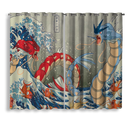 Red Vs Blue Gyarados The Great Wave Japan Window Curtain