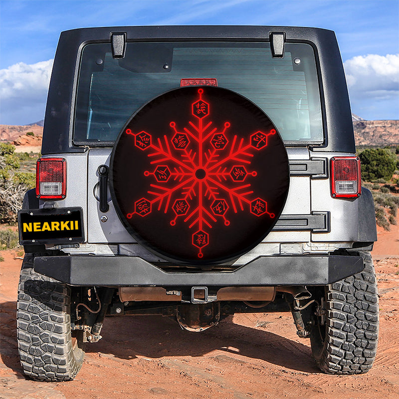 Red Demon Slayer Akaza Compass Needle Snowflake Jeep Car Spare Tire Cover