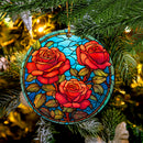 Roses Flower Stained Glass Mica Ornament Perfect Gift For Holiday