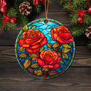 Roses Flower Stained Glass Mica Ornament Perfect Gift For Holiday