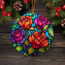 Roses Stained Glass Mica Ornament Perfect Gift For Holiday