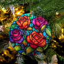 Roses Stained Glass Mica Ornament Perfect Gift For Holiday