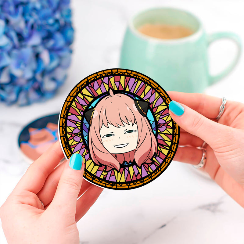 Spy x Family Anya Anime Stained Glass Drink Coasters