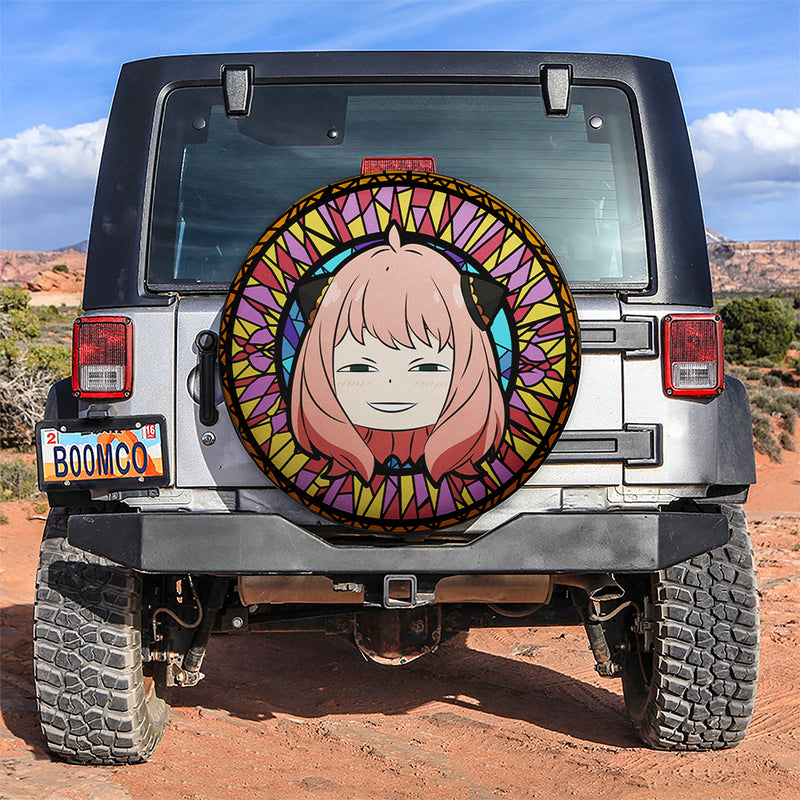 Spy x Family Anya Anime Stained Glass Car Spare Tire Covers Gift For Campers