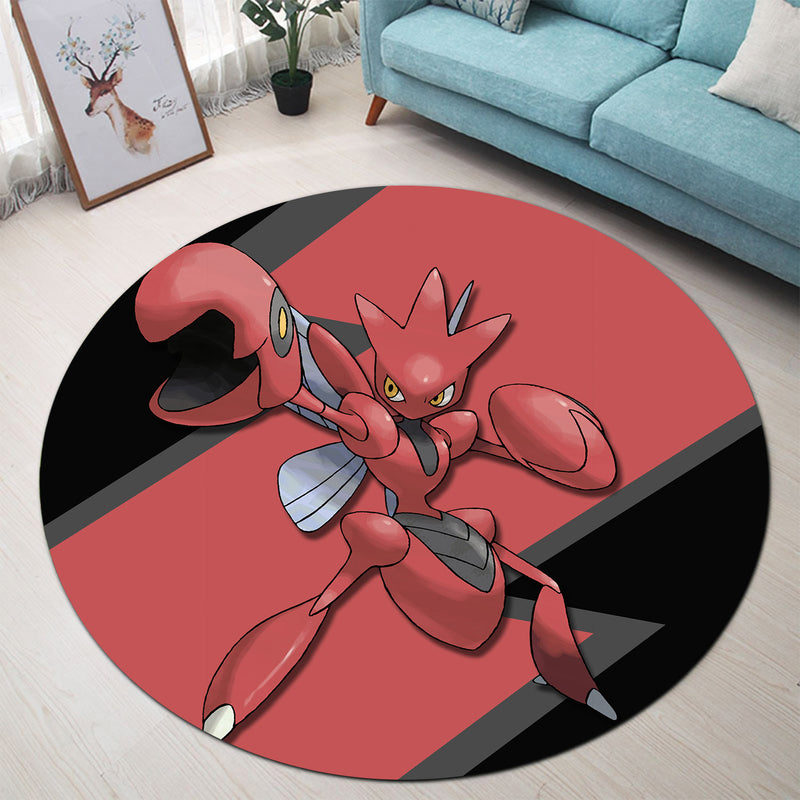 Scizor Pokemon Round Carpet Rug Bedroom Livingroom Home Decor