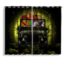 Scooby Doo Funny Drive Jeep Moonlight Halloween Window Curtain