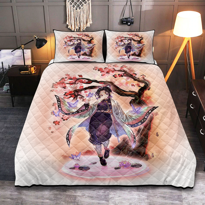 Shinobu Demon Slayer Style Cherry Blossom Quilt Bed Sets