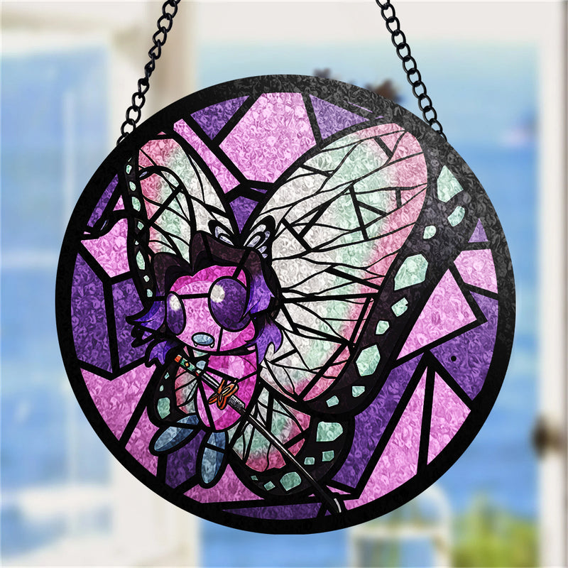 Shinobu Butterfree Pokemon Stained Glass Window Hanging Panel Suncatcher