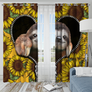 Sloth Cute Sunflower Zipper Window Curtain