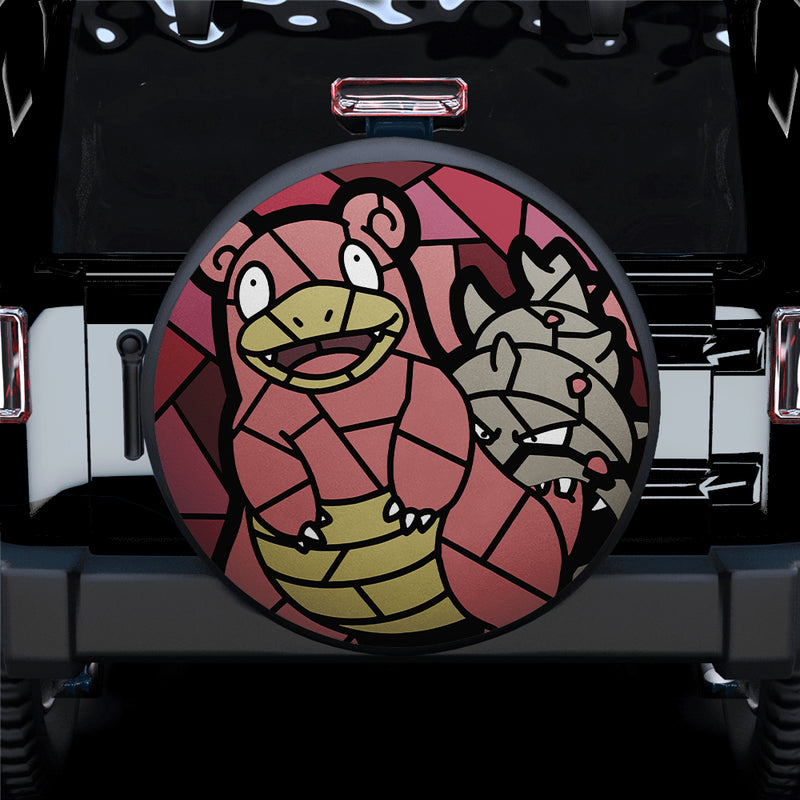 Slowbro Stained Glass Pokemon Car Spare Tire Covers Gift For Campers
