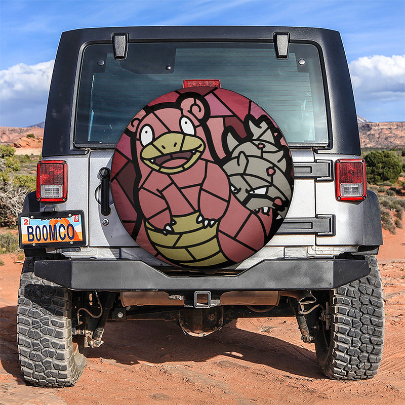 Slowbro Stained Glass Pokemon Car Spare Tire Covers Gift For Campers