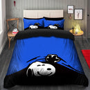 Snoopy Peek Under The Blanket Blue Bedding Set