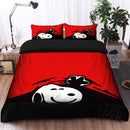 Snoopy Peek Under The Blanket Red Bedding Set