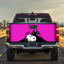 Snoopy Peek Under The Blanket Pink Truck Tailgate Decal Sticker
