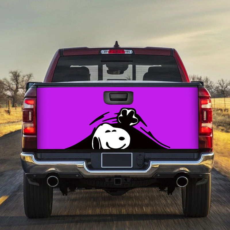 Snoopy Peek Under The Blanket Purple Truck Tailgate Decal Sticker