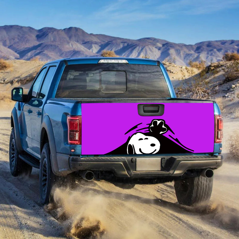 Snoopy Peek Under The Blanket Purple Truck Tailgate Decal Sticker