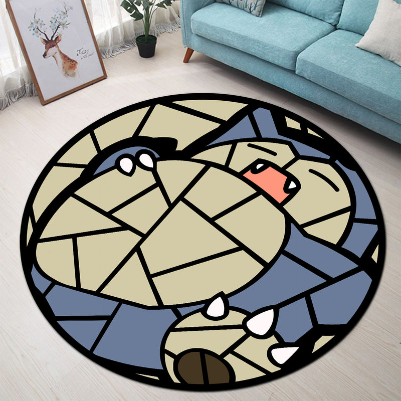 Snorlax Stained Glass Round Rug