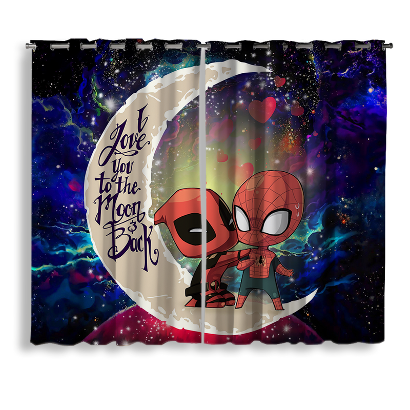 Spiderman And Deadpool Couple Love You To The Moon Galaxy Window Curtain