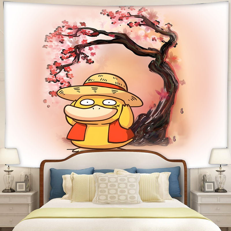 Spyduck Luffy Pokemon Cherry Blossom Tapestry Room Decor