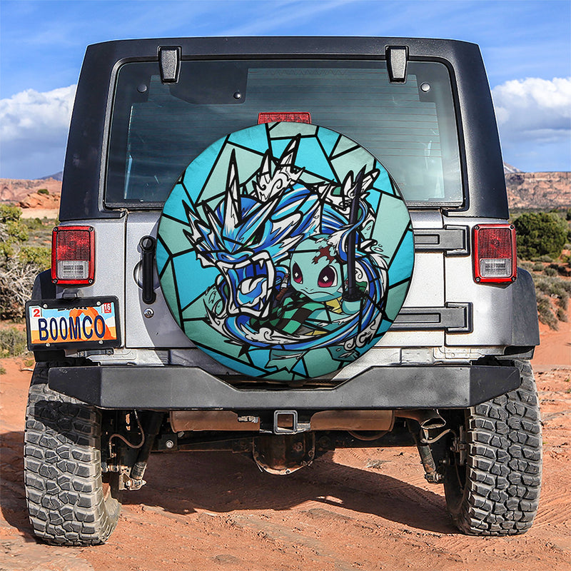 Squirtle Giyuu Pokemon Stained Glass Car Spare Tire Covers Gift For Campers